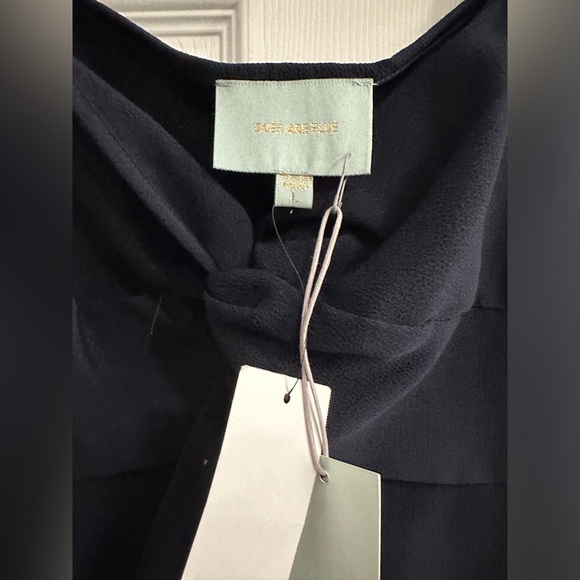 Skies Are Blue Top Blouse Womens Large V Neck Navy Blue - Picture 3 of 4